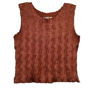 Rafael Tank Top Textured Stretchy Knit Copper Fabric Size Small
